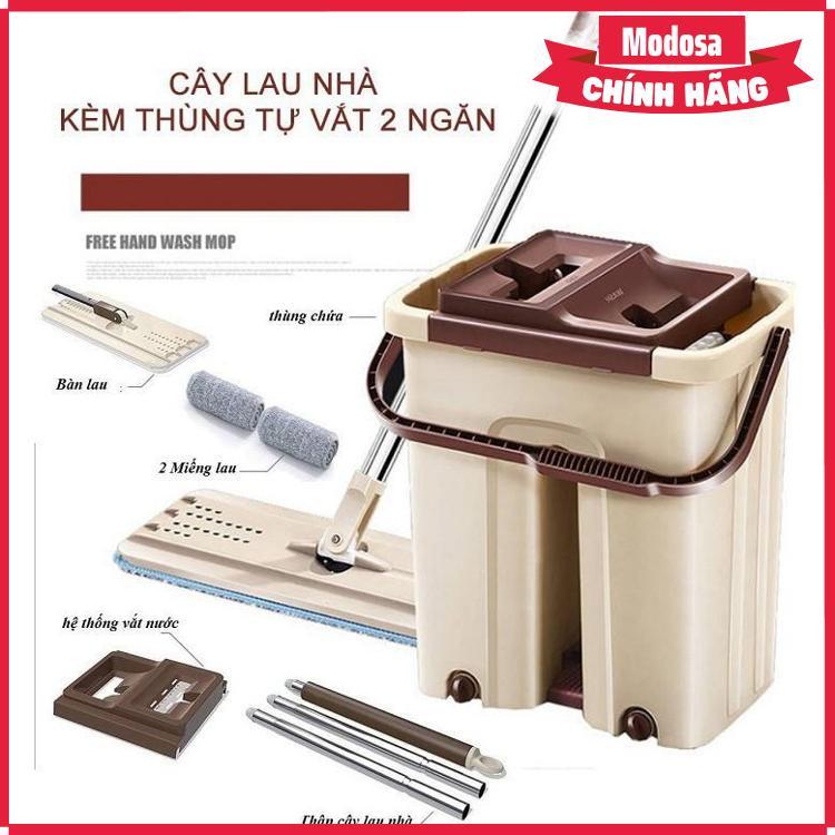 Bộ Cây Lau Nhà Modosa Tự Vắt Xoay 360, Chổi Lau Nhà Thông Minh, Xô Thùng Lau Nhà Vắt Tiện Lợi - Thết Bị Vệ Sinh Nhà Cửa Cao Cấp - Hàng Chính Hãng