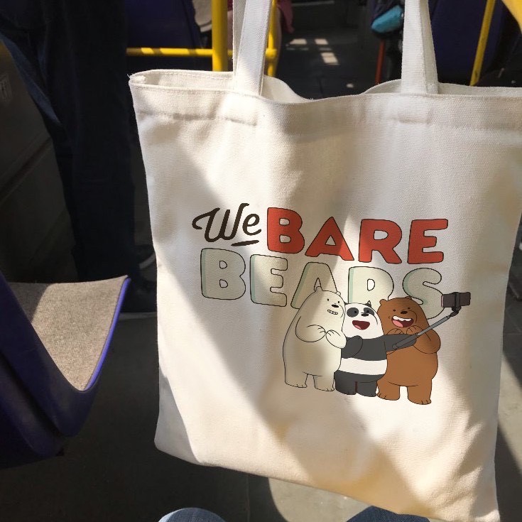 Hình ảnh Túi Tote Vải Canvas Nữ Ulzzang Hot Trend Kita Unisex - Mẫu BARE BEAR - Ảnh thật