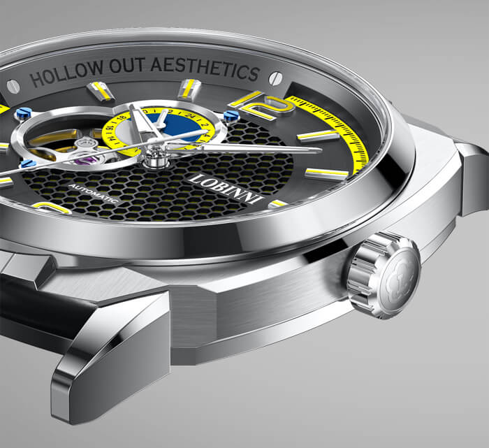 Đồng hồ nam chính hãng LOBINNI L16067-1 hàng mới 100% ,kính sapphire chống nước,chống xước,dây da xịn ,kiểu dáng thể thao ,size mặt to