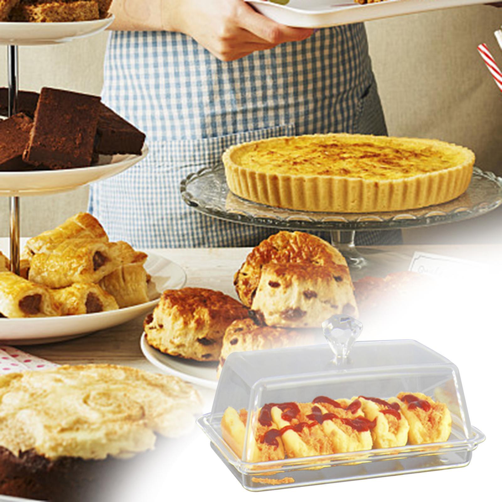 Clear Cheese Server Storage Keeper Tray with Cover Butter Holder