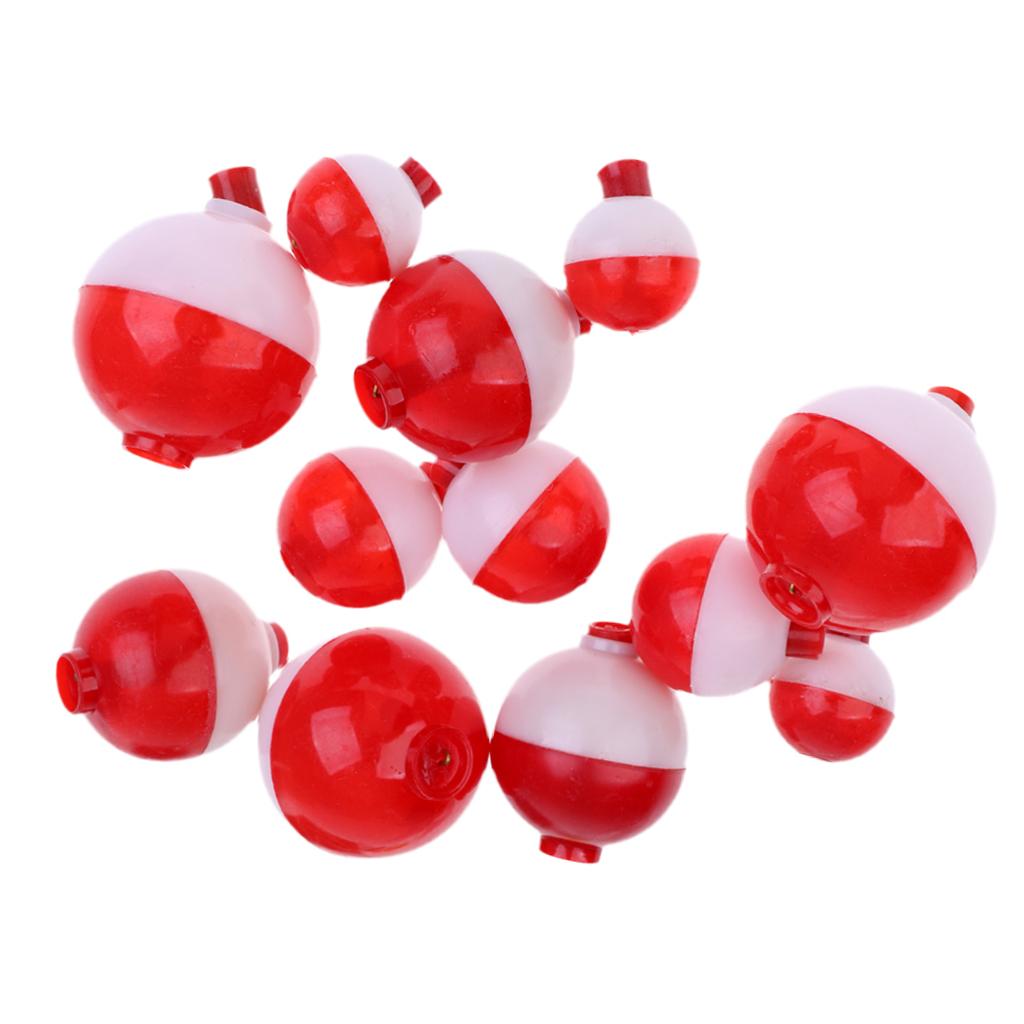12x Red and White Push-Button Fishing Floats Bobber ABS Fishing Float Tackle