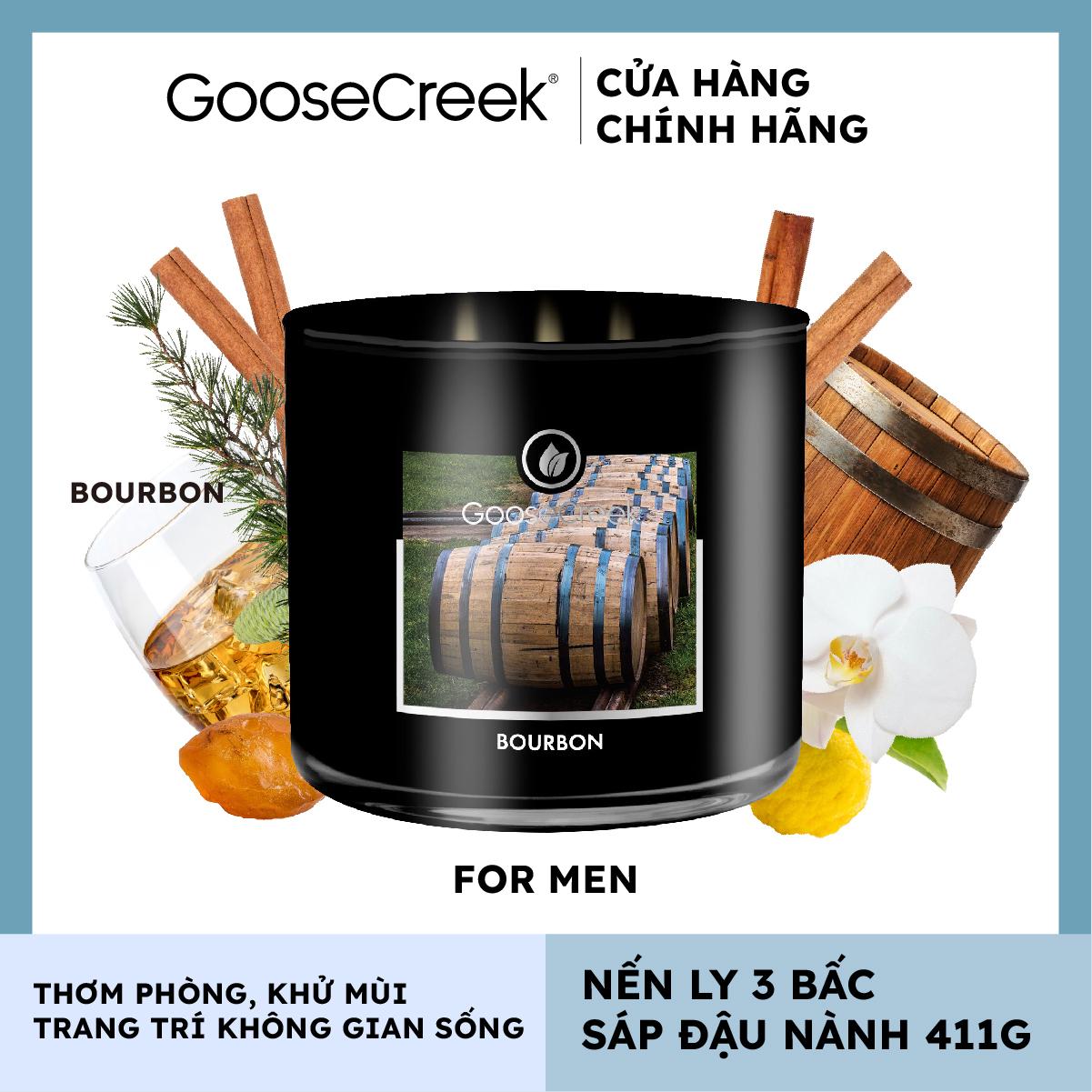 Nến ly 3 bấc sáp đậu nành For Men Goose Creek (411g) - Bourbon