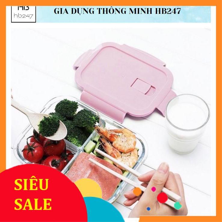Hộp thủy tinh đựng thức ăn 3 ngăn - hộp thủy tinh chia 3 ngăn cao cấp