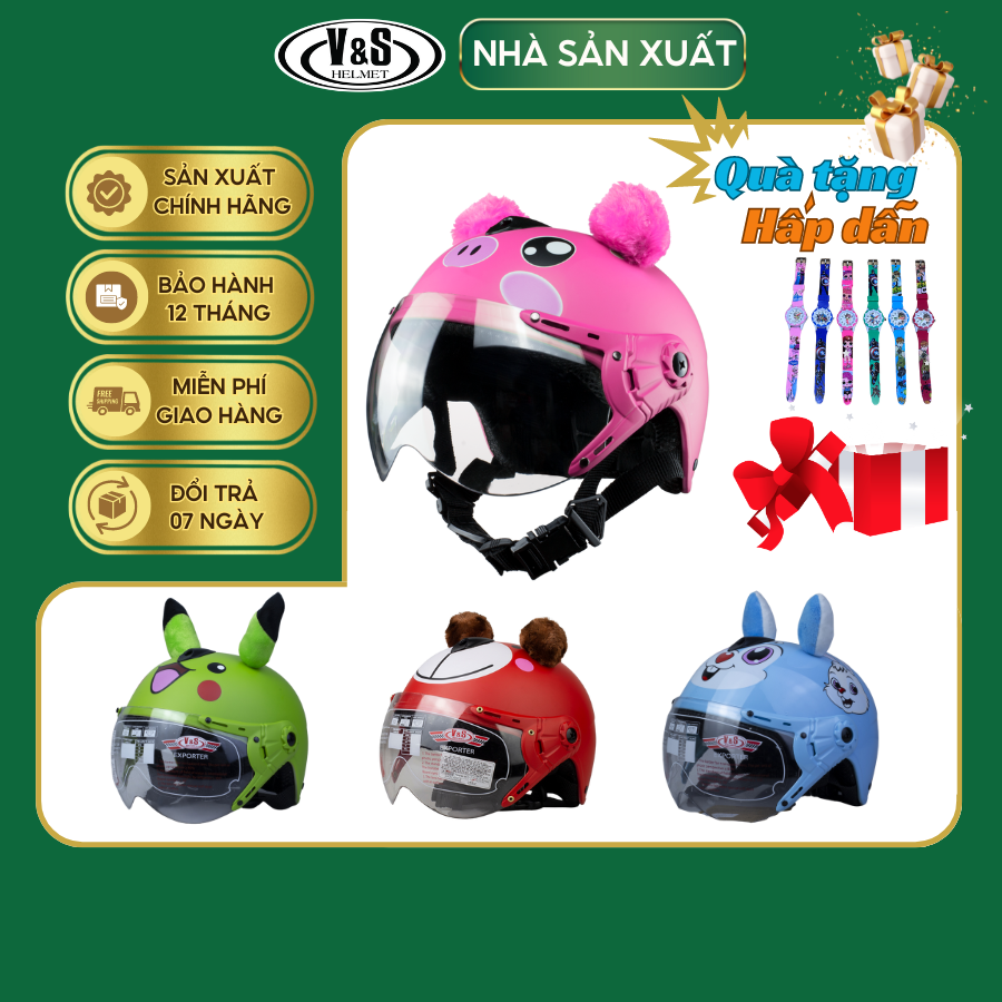 Mũ Bảo Hiểm Trẻ Em 1/2 V&S VS01KT - Hàng Chính Hãng Bảo Hành 12 Tháng - Sản Phẩm Thời Trang Và Cao Cấp