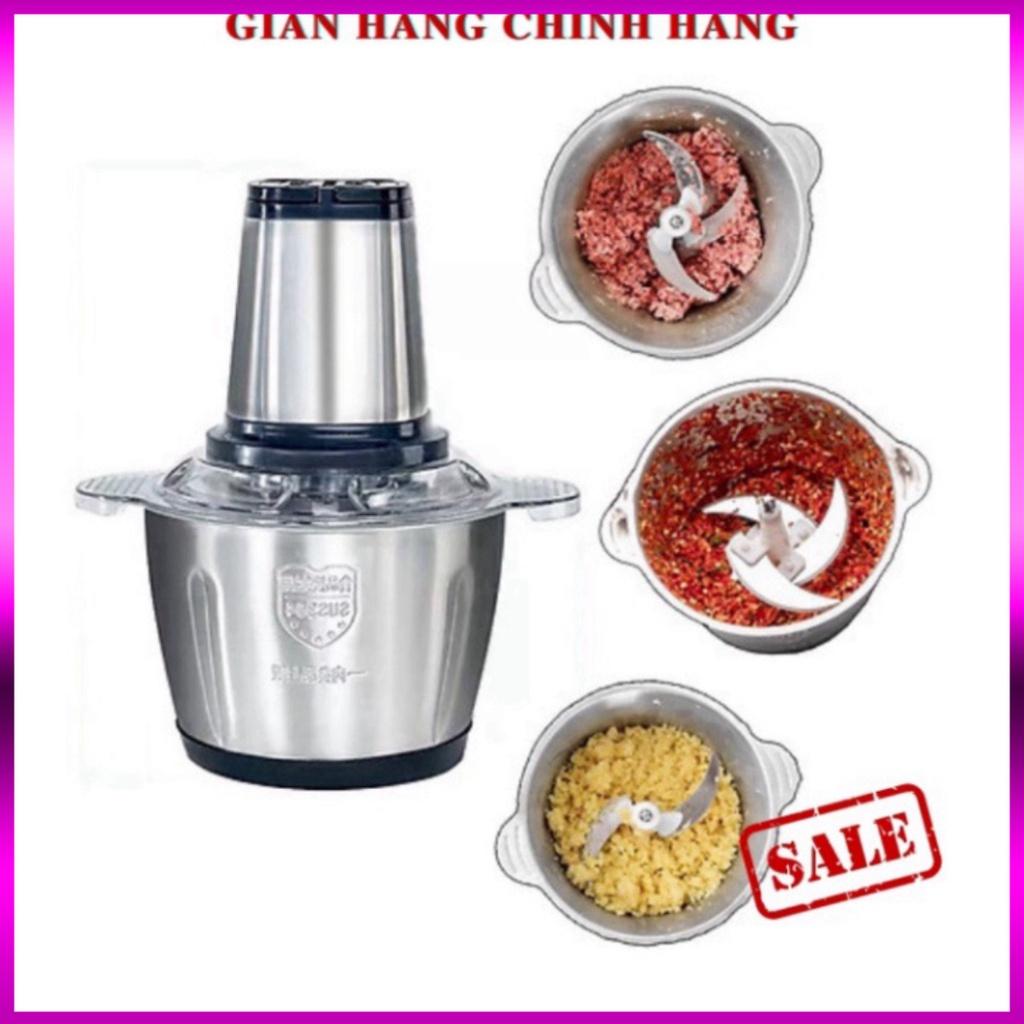 Máy Xay Thịt Inox Đa Năng 4 Lưỡi Công suất 300W Xay Thịt - Cối Xay Thịt Gia Đình