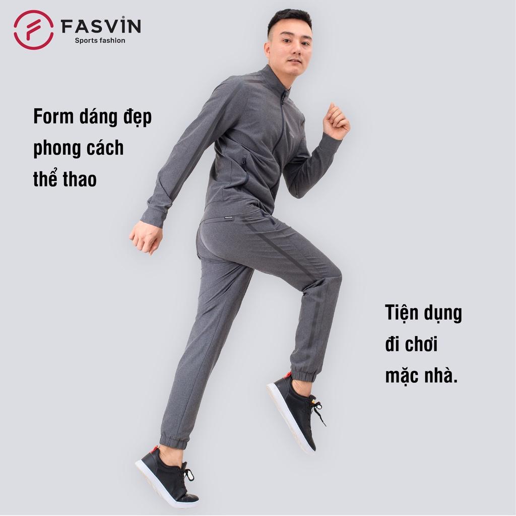 Bộ quần áo thể thao nam Fasvin BC20425.HN chất vải một lớp đanh chắc mềm mại co giãn thoải mái.
