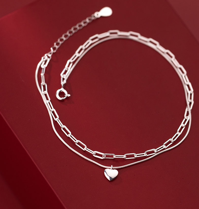 Lắc chân BẠC đôi dây xích sáng bóng 2TSILVER - Lắc chân bạc dây đôi dày LCBN272