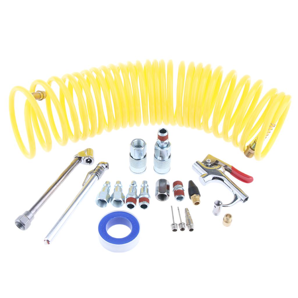 2 Set Air Blow Gun Kit 20 Pieces Recoil Airhose Blow Gun and 2 inflation needles