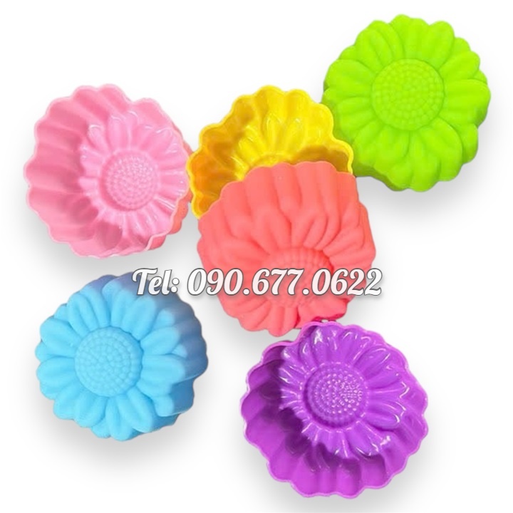 Bộ 10 khuôn silicon 3 lớp làm bánh, rau câu, bánh bông lan, bánh da lợn, bánh Cookie hoa cúc 3 chiều – Mã số 1186