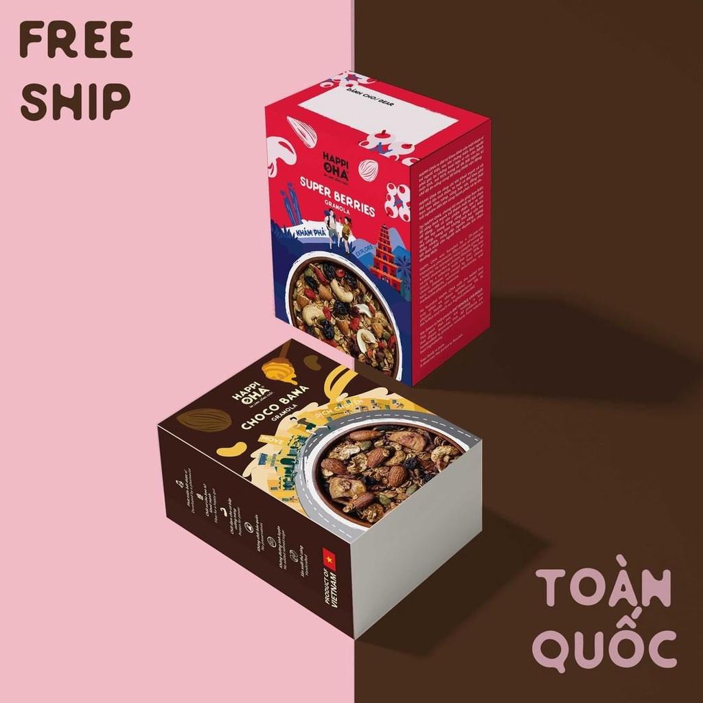 Combo 400g x 2 Granola CHOCO BANA &amp;amp; SUPER BERRIES Ngũ cốc nguyên hạt/ Ngũ cốc ăn sáng HAPPIOH