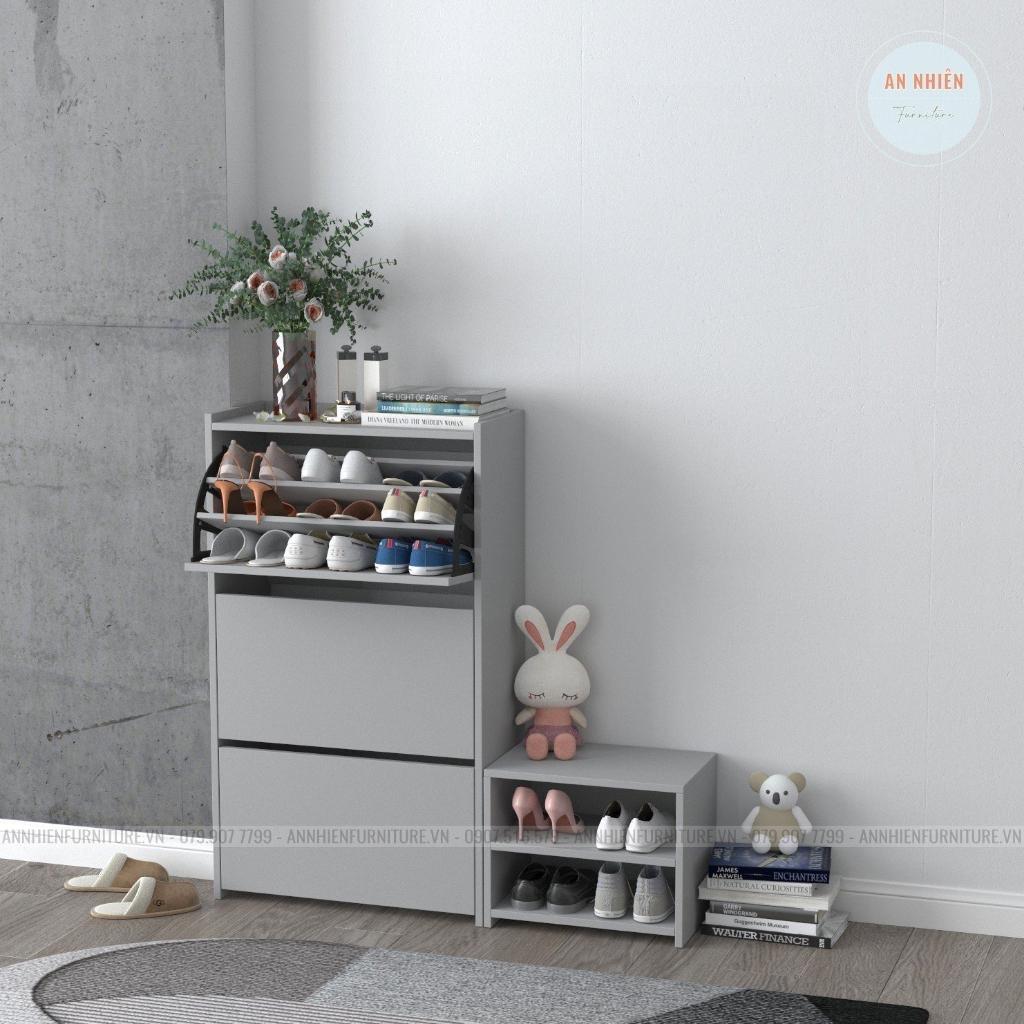 Tủ giày dép thông minh - Kệ giày MDF 3 tầng sức chứa siêu lớn - Kèm ghế vừa ngồi vừa để được giày