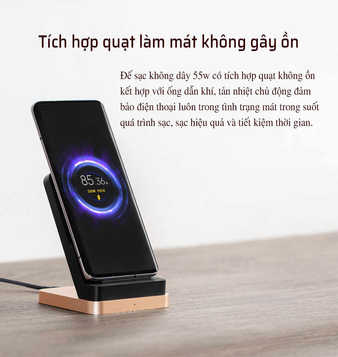 Đế Sạc Nhanh Không Dây Xiaomi Mijia 55w Tích Hợp Quạt Làm Mát Không Khí - Hàng Nhập Khẩu