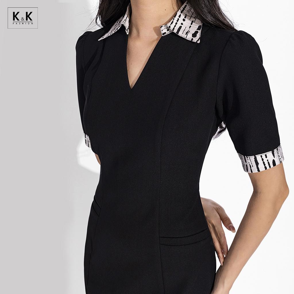 Đầm ôm công sở cổ sơ mi K&amp;K Fashion KK150-30 Chất Liệu Tuyết Ý