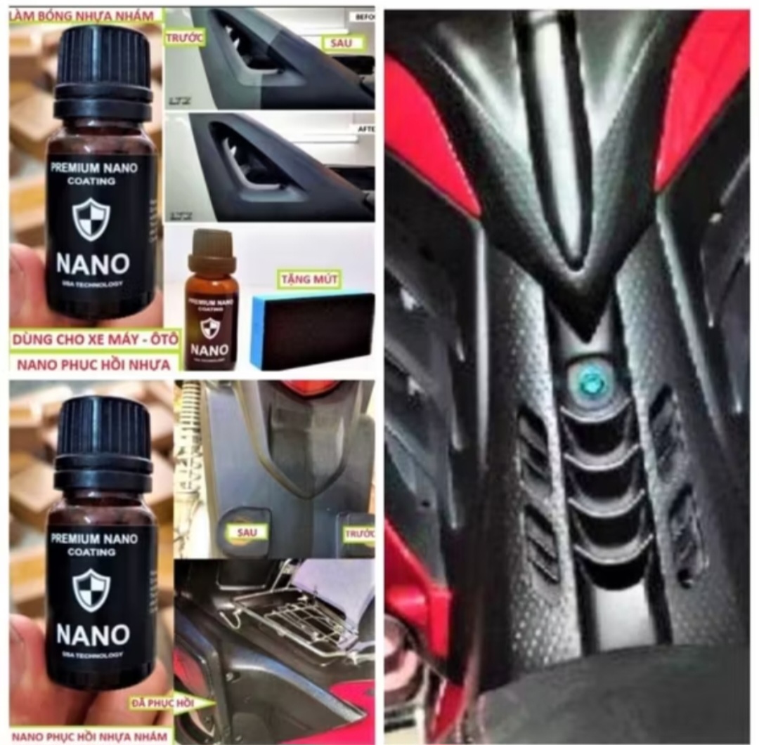 1 LỌ NANO ĐÁNH BÓNG PHỤC HỒI LÀM MỚI NHỰA NHÁM XE MÁY ÔTÔ MẪU MỚI