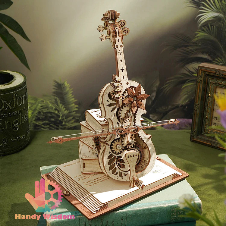 Mô hình hộp nhạc gỗ - Đàn Cello - Robotime Magic Cello AMK63