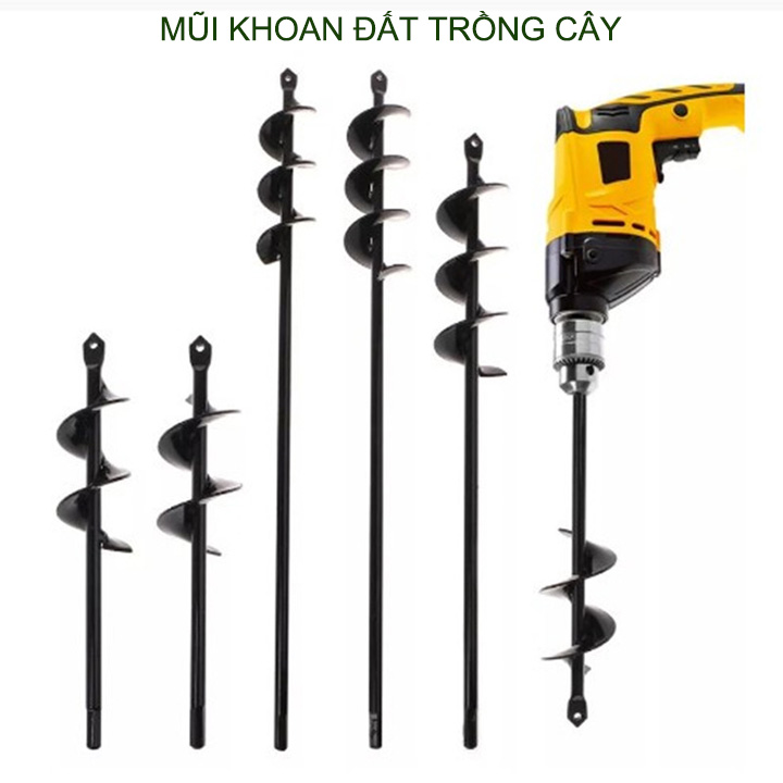 Mũi khoan đất trồng cây, loại đường kính 4-5cm, chiều dài 22-45cm tùy chọn