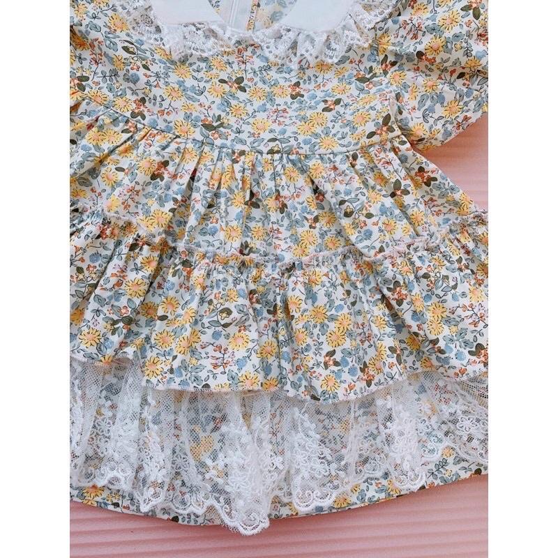 Váy bé gái công chúa Lolita +TẶNG TURBANLINA KIDS - - LOLITA HOA VÀNG váy sinh nhật - thôi nôi cho bé gái