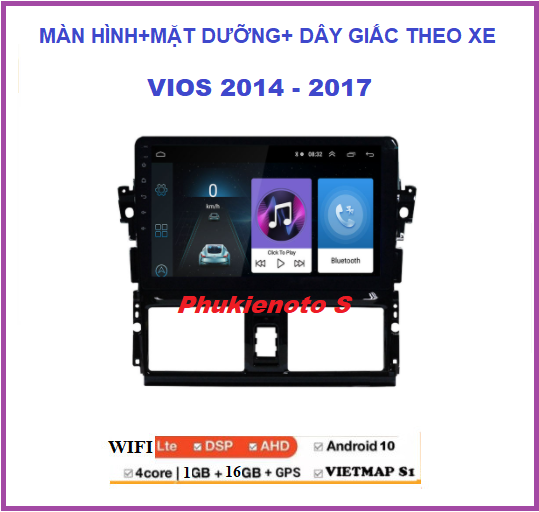 COMBO Màn hình  Androi 10inch ram1G-rom16G có tiếng Việt + mặt dưỡng và dây giắc theo xe VIOS 2014-2017,tích hợp GPS chỉ đường,camera lùi,YOUTOBE,ra lệnh giọng nói.dvd ô tô.