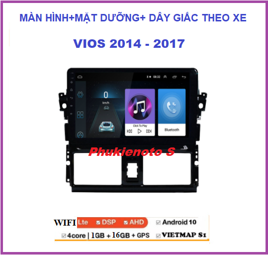 BỘ Màn hình ô tô android cho xe VIOS  2014-2017 kết nối wifi ram1G-rom16G đầy đủ phụ kiện và mặt dưỡng, cóTIẾNG VIỆT,tích hợp GPS chỉ đường,xem camera lùi, đầu dvd cho xe ô tô