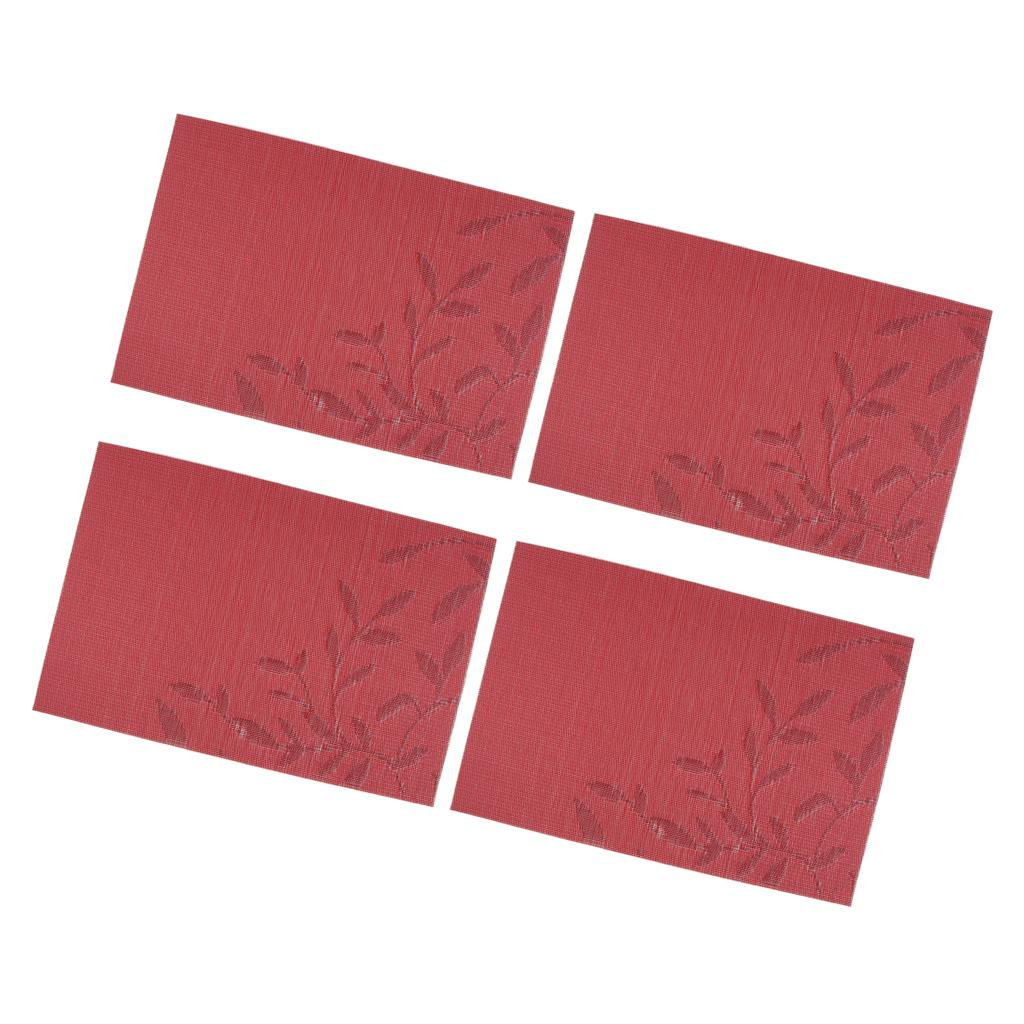 4pcs Rectangle PVC Place Mat Table Pad Dishware Coasters Dining Room Red