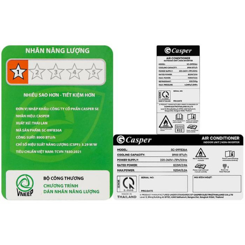 Máy lạnh Casper 1HP SC-09FB36A - Hàng Chính Hãng - Mới 100%