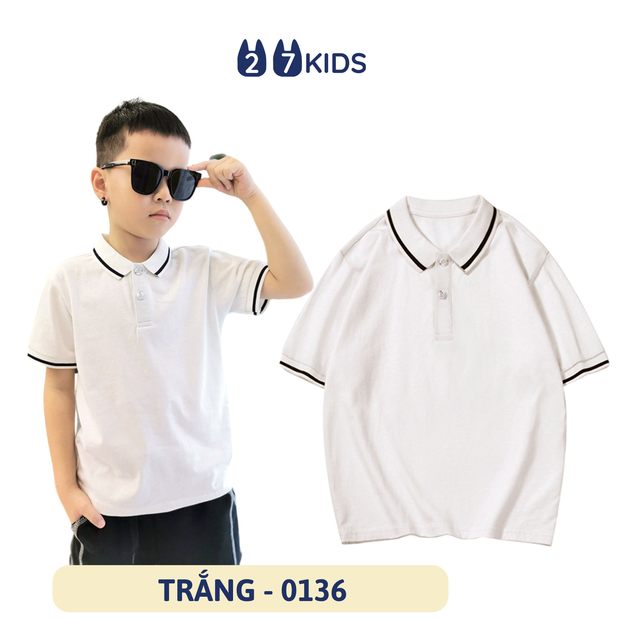 Áo Polo bé trai ngắn tay 27Kids AKL Aowkulae áo thun sơ mi cộc nam cho trẻ từ 4-14 tuổi BSPO3