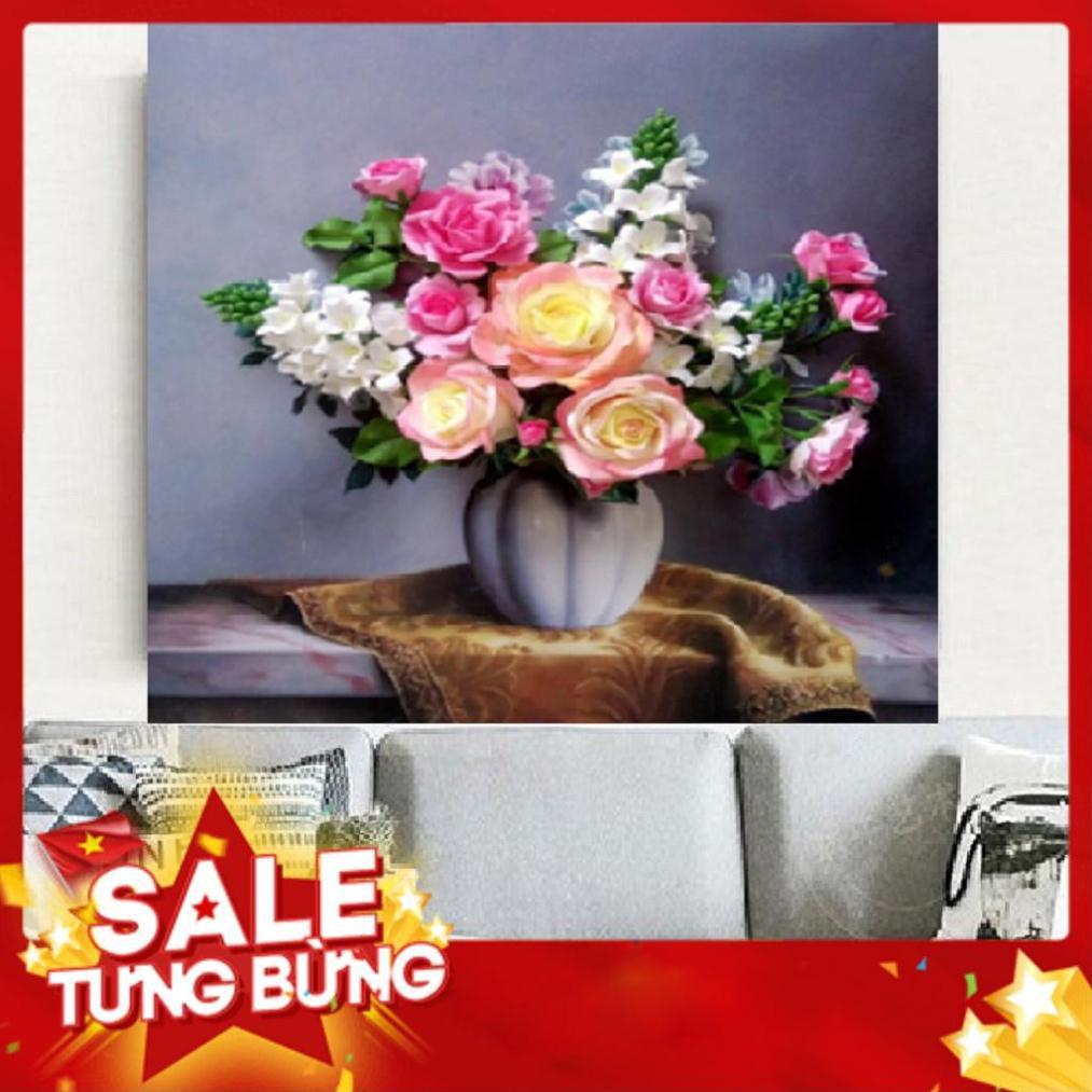 TRANH THÊU CHỮ THẬP HOA HỒNG TRANH CHƯA THÊU LAVENDER LV3047