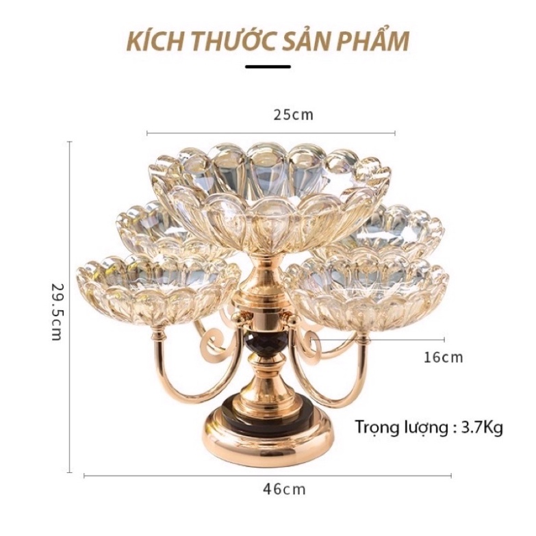 Khay Mứt Tết Pha Lê Trong Suốt, Xoay 360 Độ Cao Cấp Phong Cách Châu Âu Trang Trí Ngày Tết - Hộp Đựng Bánh Kẹo - Hàng Loại 1 - Chính Hãng MINIIN