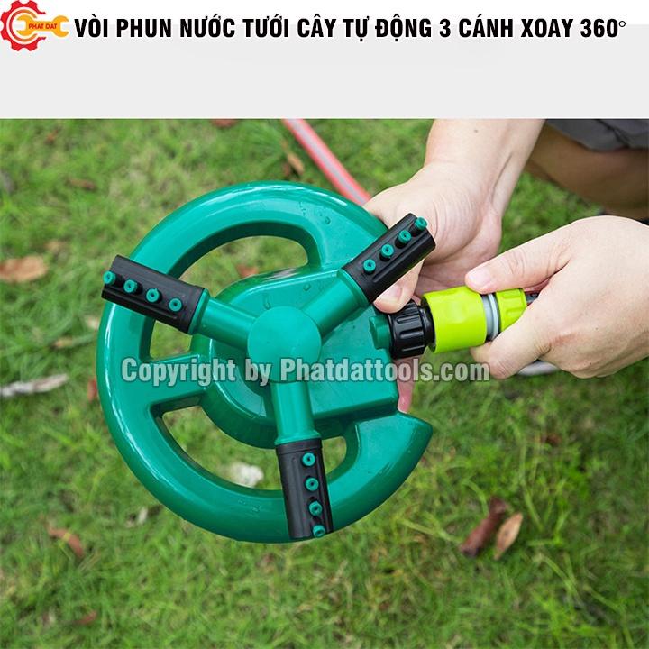 Vòi Phun Nước Tưới Cây Tự Động 3 Cánh (Đế Tròn)-Dụng Cụ Sân Vườn-Làm Mát Sân, Tưới Cây