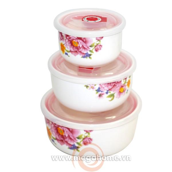 Bộ 3 bát lạnh sứ camellia cao cấp