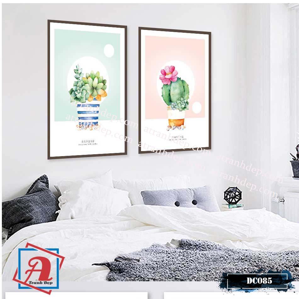 Bộ 2 tranh canvas treo tường Decor Xương rồng dễ thương – DC085