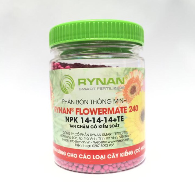 Phân bón thông minh có kiểm soát Rynan Flowermate NPK 14-14-14 +TE hũ 150gr