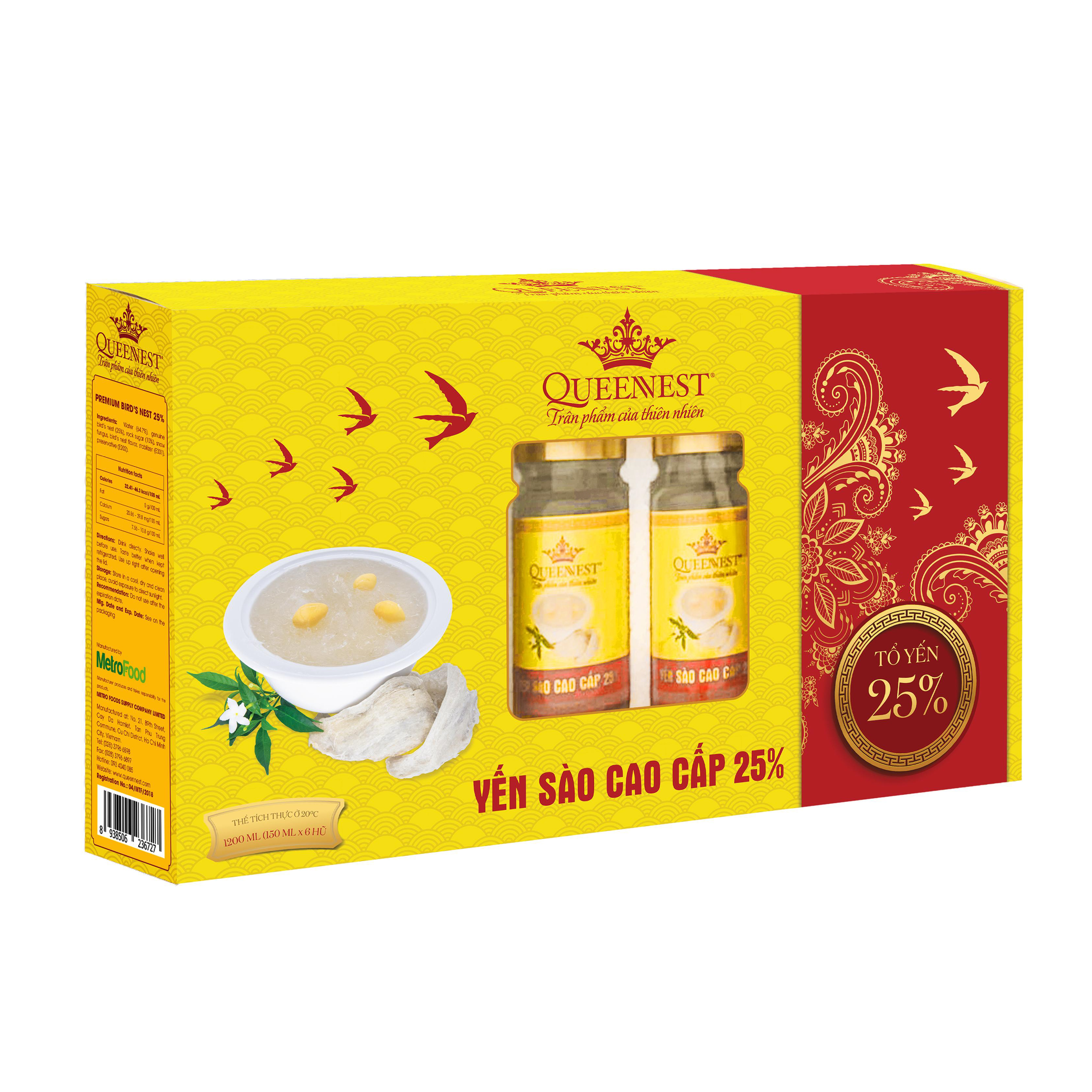 YẾN SÀO CAO CẤP 25% QUEENNEST- 150ML (06 HŨ)