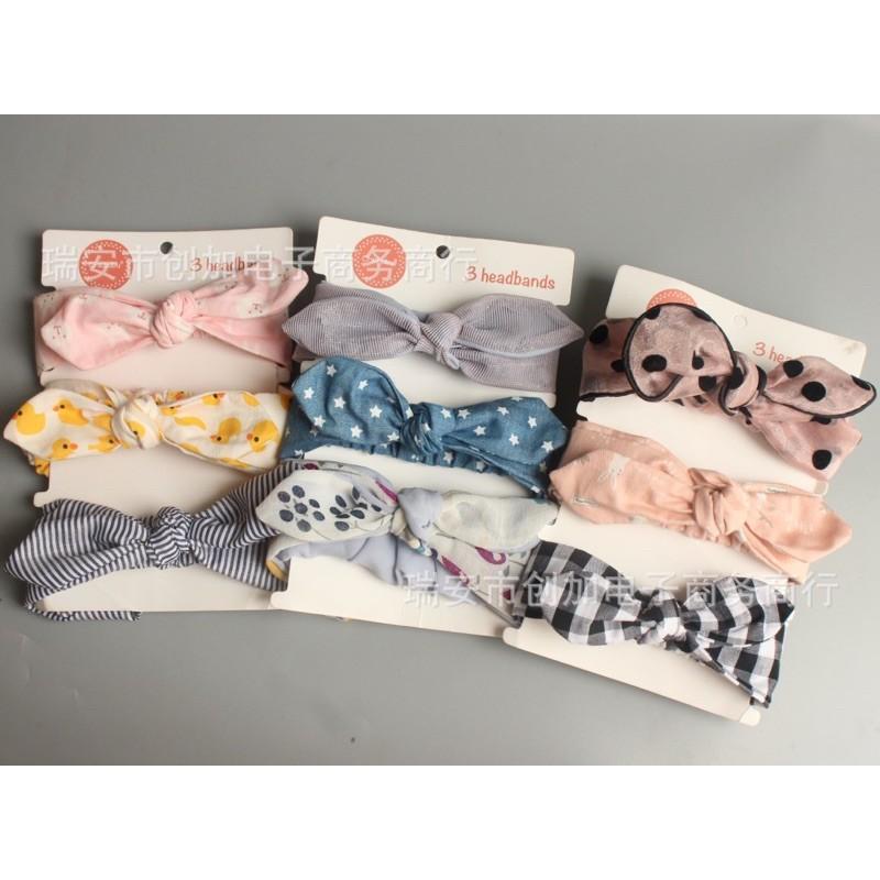 Set 3 turban cài tóc cao cấp cho bé gái 0-3 tuổi