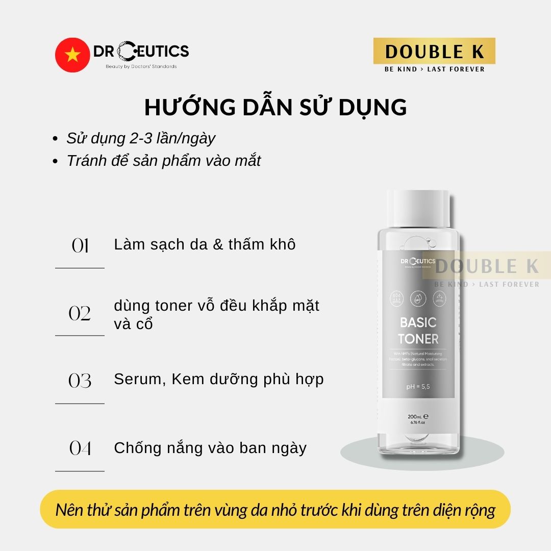 DrCeutics Basic Toner - Dung Dịch Cân Bằng pH, Cấp Ẩm Cho Da - Double K