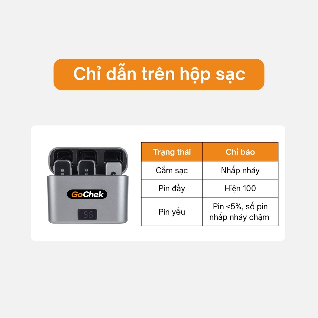 Micro thu âm không dây Sothing gochek GC-C/D ULTRA kèm đốc sạc, lọc tạp âm khi live, quay video, ghi âm cho điện thoại, máy tính- Hàng Chính Hãng