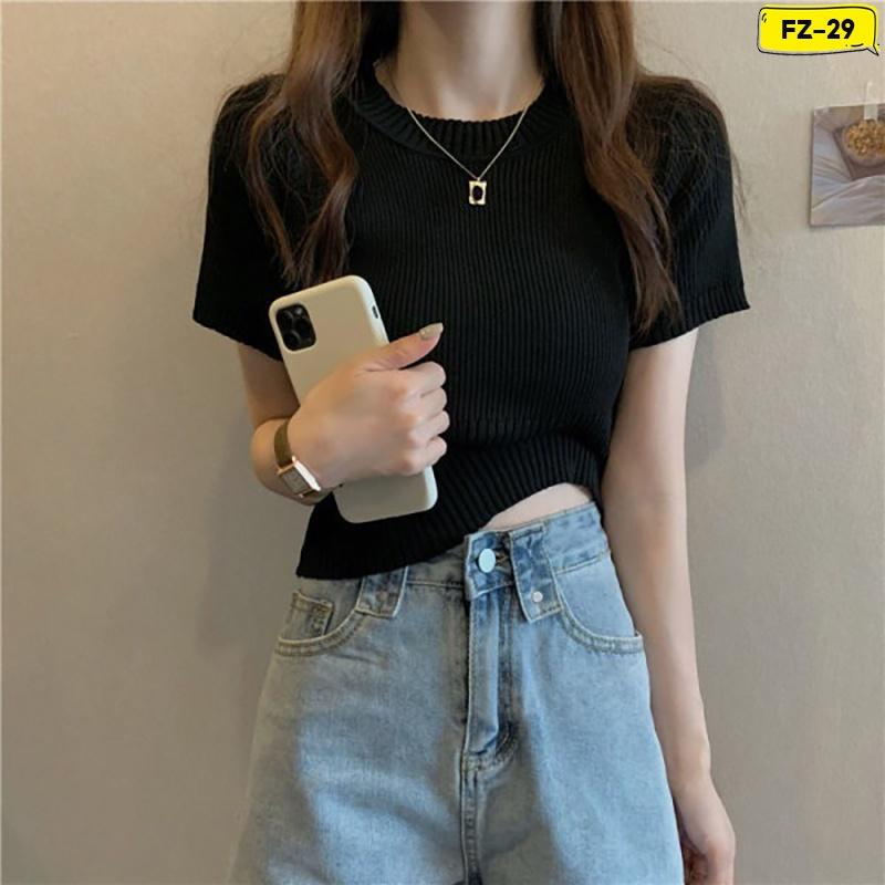 Áo Croptop Nữ Cổ Tròn Nhiều Màu Cotton Bo Eo Kích Cỡ Freesize FZ-029