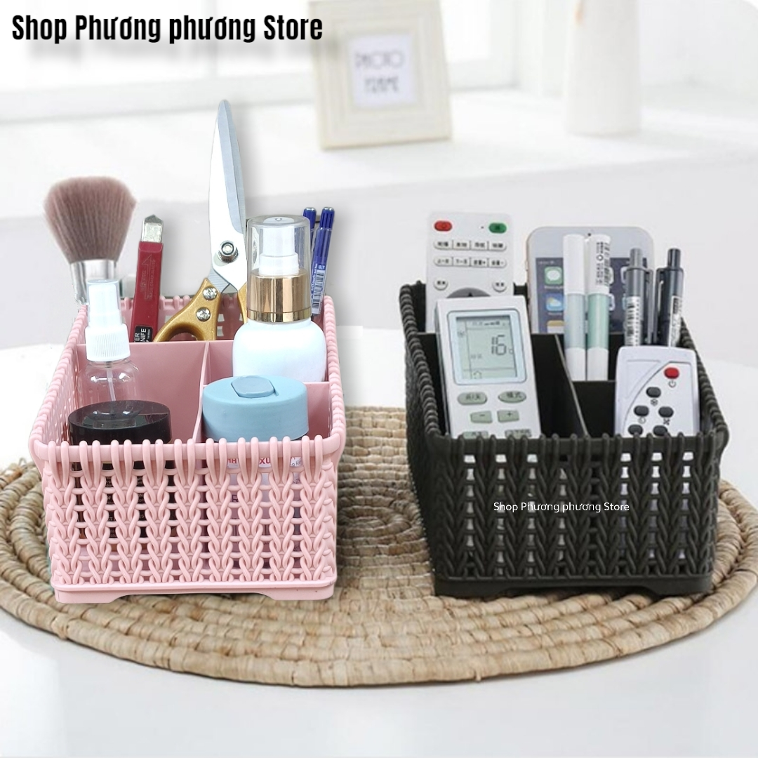 Khay đựng mỹ phẩm cao cấp nhiều ngăn kiểu dáng mây đan HÀN QUỐC