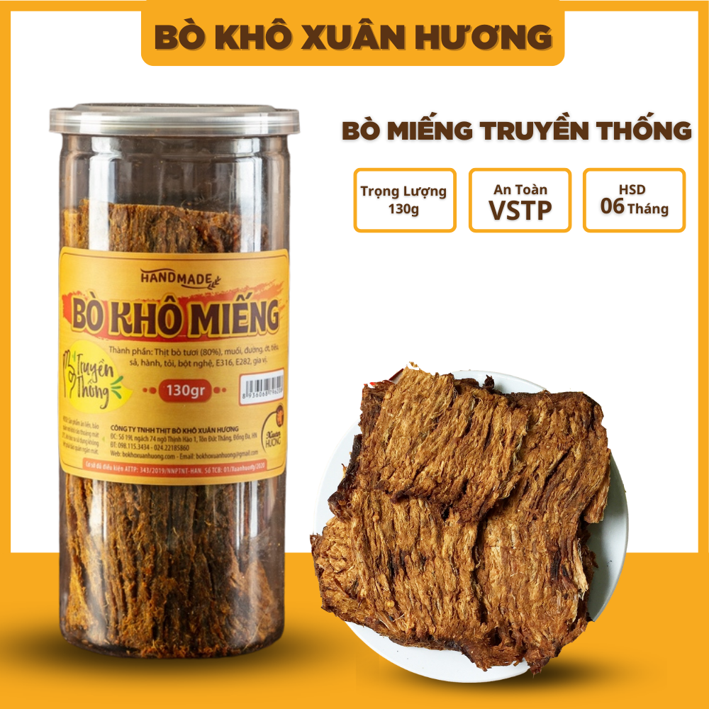 Khô bò khô miếng loại 1, thịt bò khô miếng que vị truyền thống đặc biệt Xuân Hương siêu ngon 130g