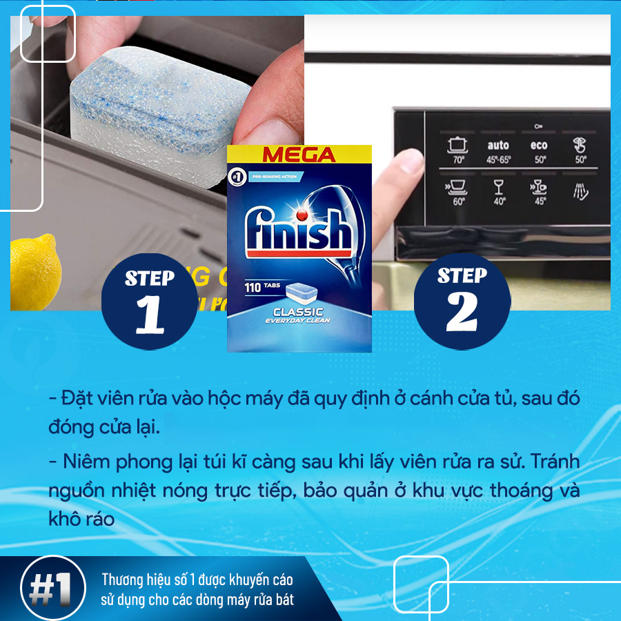 Viên rửa bát Finish Classic 77 viên/ hộp - Hương Chanh