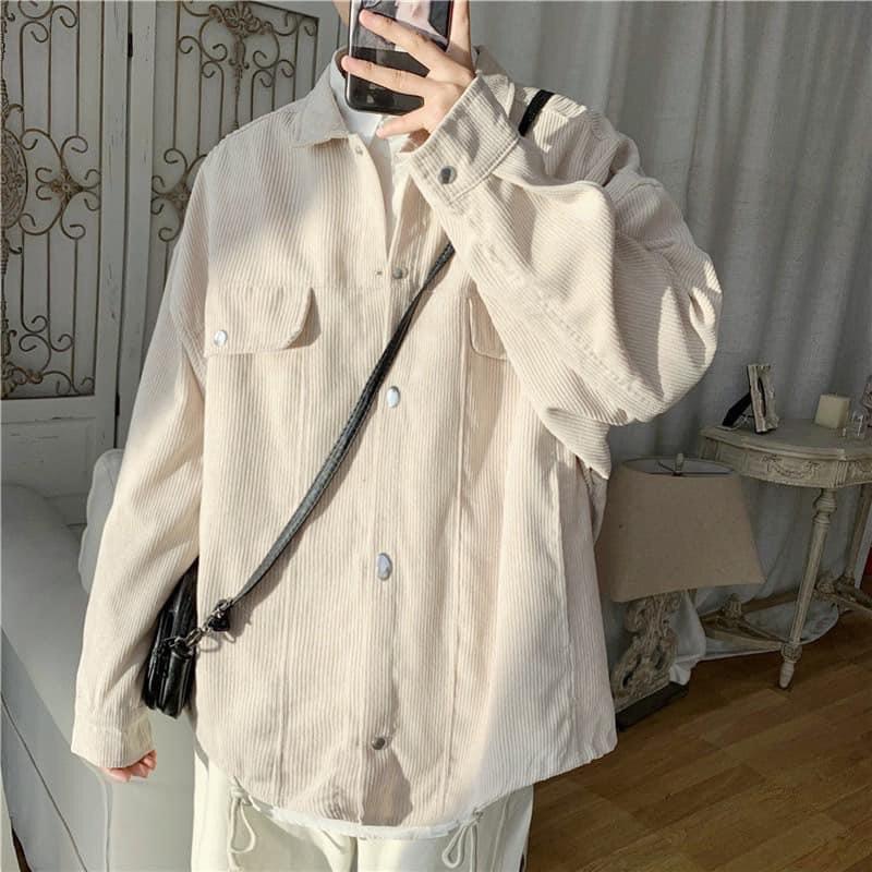 ÁO KHOÁC BOMBER JACKETS NHUNG GÂN TAY PHỒNG DÂY RÚT UNISEX NAM NỮ FORM RỘNG