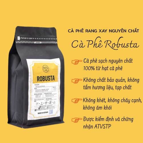 Cà Phê Hạt Robusta Rang Mộc Nguyên Chất - 90S Coffee Vietnam - 100% Cà Phê Sạch Cao Cấp