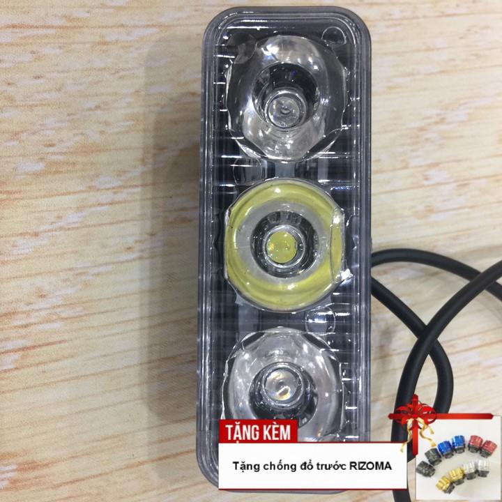 Đèn LED trợ sáng C3 - 3 màu cho xe máy A226-KR6 - Tặng kèm bộ chống đổ trước răng cưa