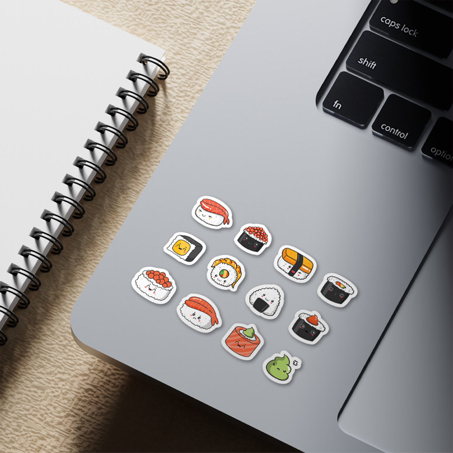 ES27 Kawaii Sushi Enjoy sticker sheet hình dán chống thấm nước Made in Vietnam Sticker Factory