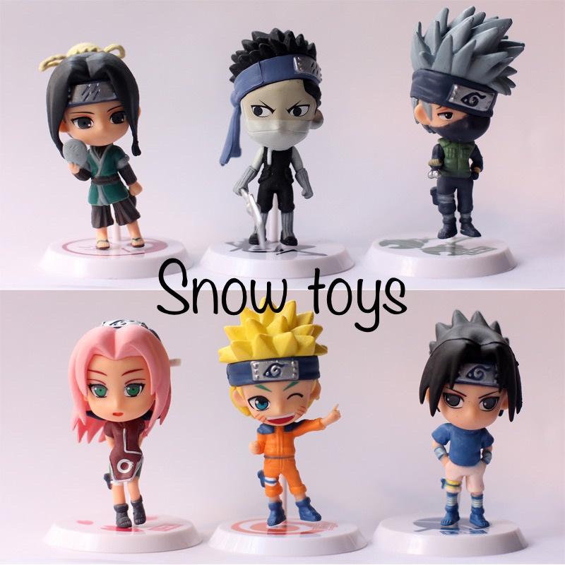 Mô hình Naruto - Set 6 nhân vật Uzumaki Naruto Uchiha Sasuke Haruno Sakura Hatake Kakashi Momochi Zabuza Haku - Cao 7cm