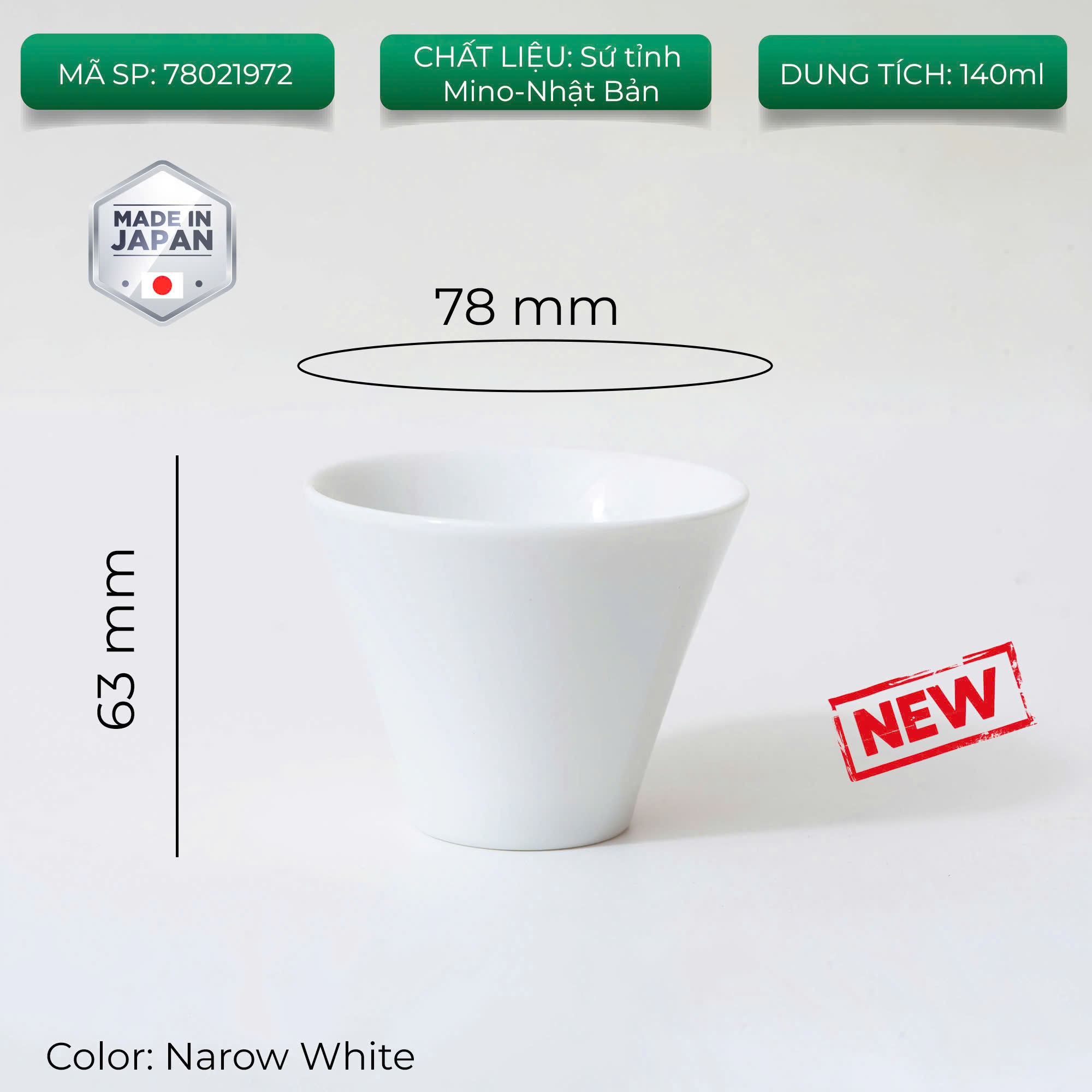 Ly sứ ORIGAMI Sensory Milk Beverage Cup 140ml không quai