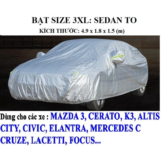 Bạt phủ xe ô tô 3 lớp tráng nhôm - bạt phủ ô tô cao cấp