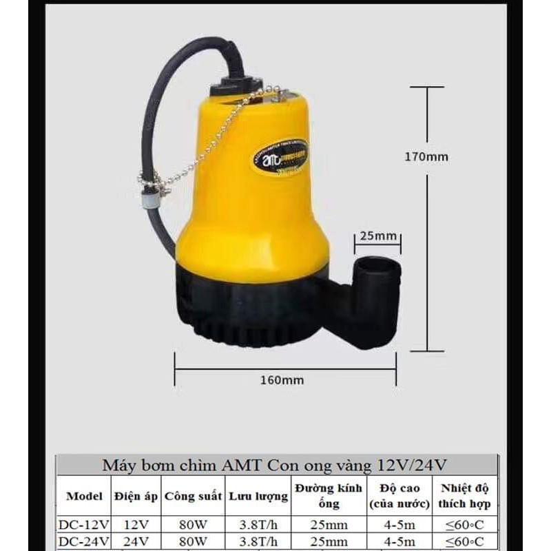 Máy bơm nước thả chìm 12V sử dụng bơm chất thải nước trên ghe tàu Sản phẩm chưa kèm nguồn