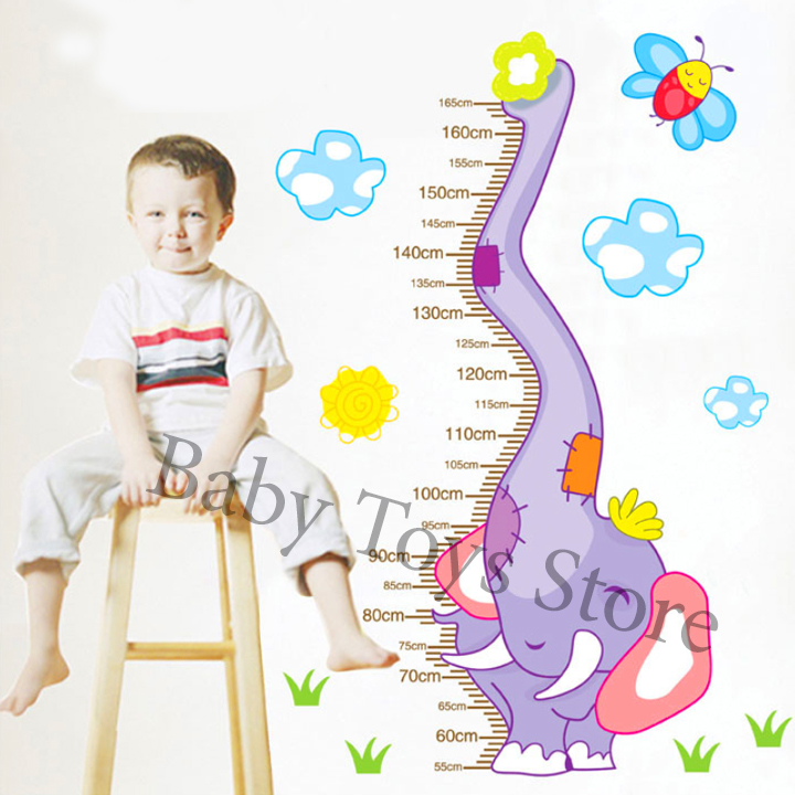 Decal dán tường thước đo chiều cao cho bé hình chú voi dễ thương - Trang trí decor phòng cho bé - Quà Tặng sinh nhật cho trẻ