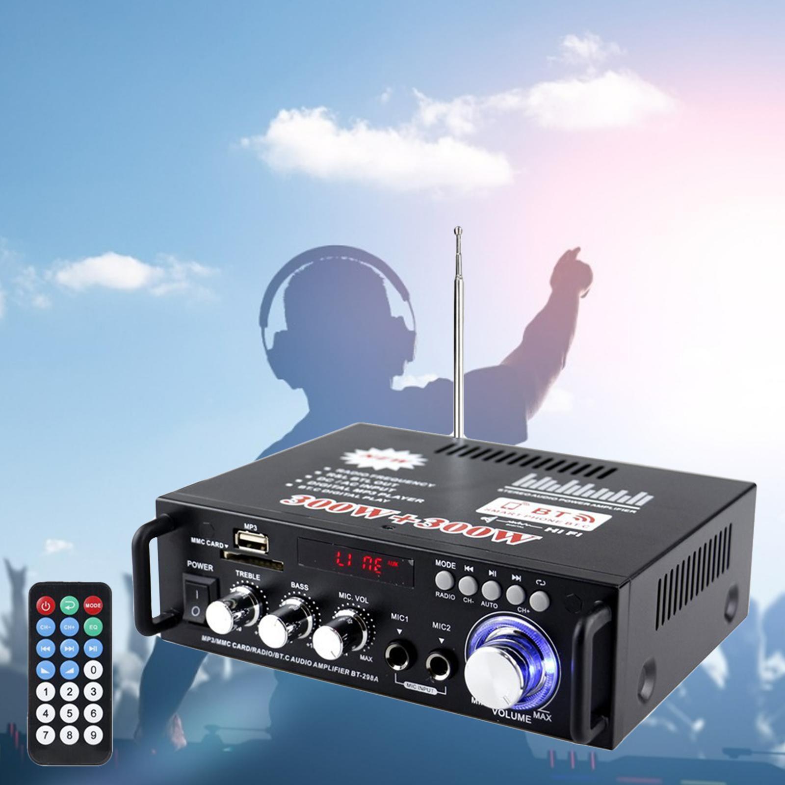 Mini 600W Bluetooth Car Audio Power Amplifier 12V 110V Receiver Speaker Amp